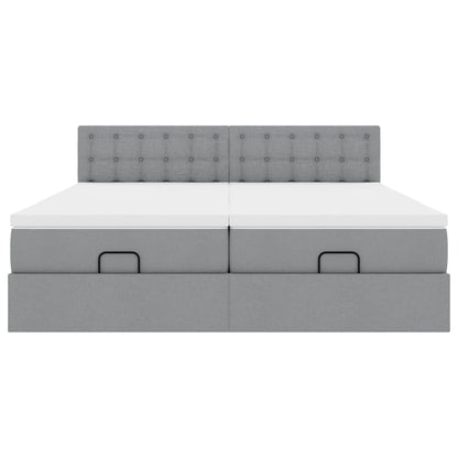 Ottoman bed met matrassen 180x200cm stof lichtgrijs