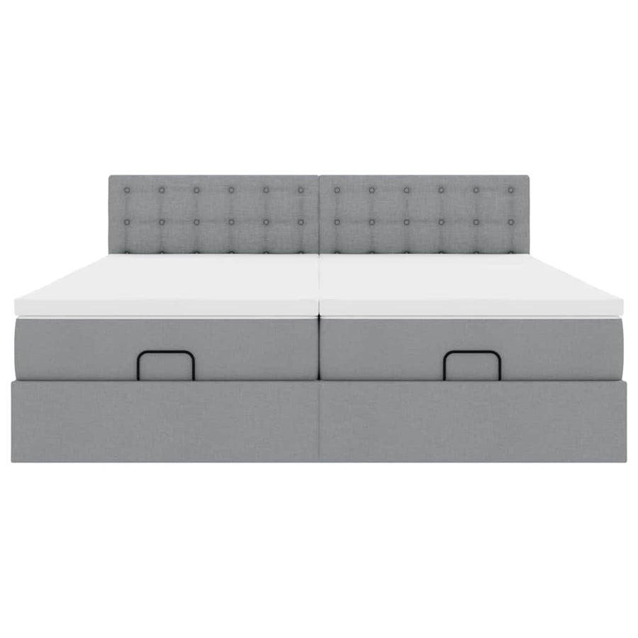 Ottoman bed met matrassen 180x200cm stof lichtgrijs