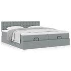 Ottoman bed with mattresses 180x200cm fabric light grey