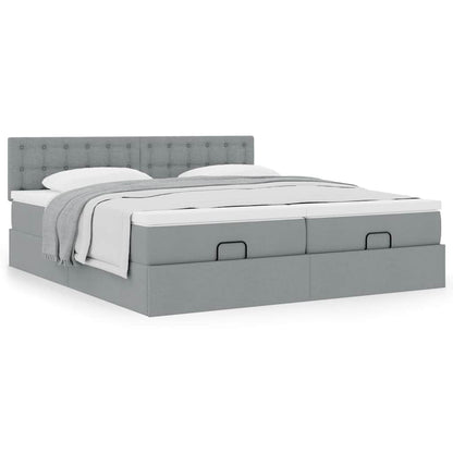 Ottoman bed met matrassen 180x200cm stof lichtgrijs