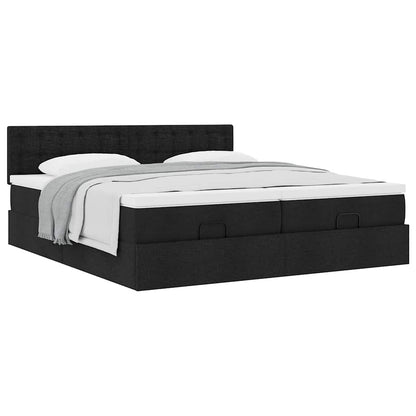 Ottoman bed met matrassen 180x200cm stof zwart