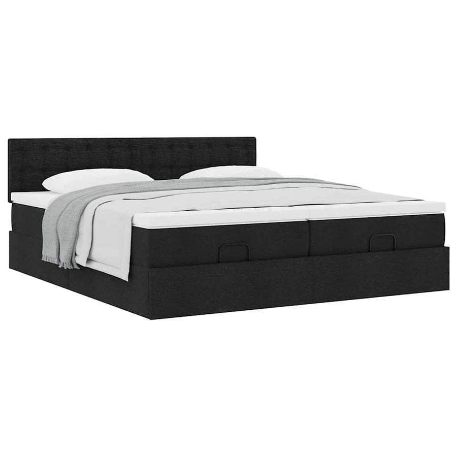 Ottoman bed met matrassen 180x200cm stof zwart