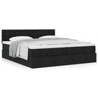 Ottoman bed with mattresses 180x200cm black fabric