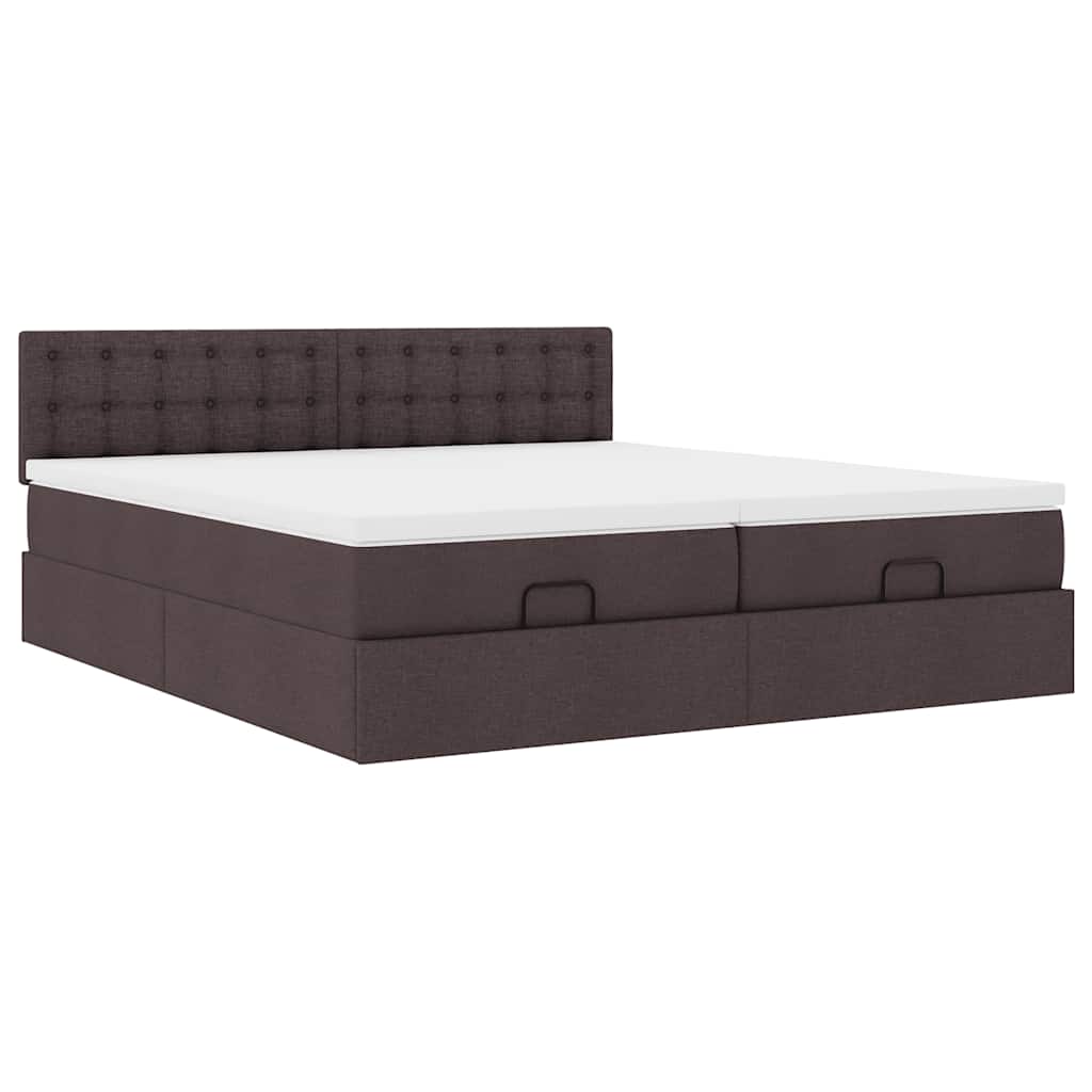 Ottoman bed met matrassen 180x200cm stof donkerbruin
