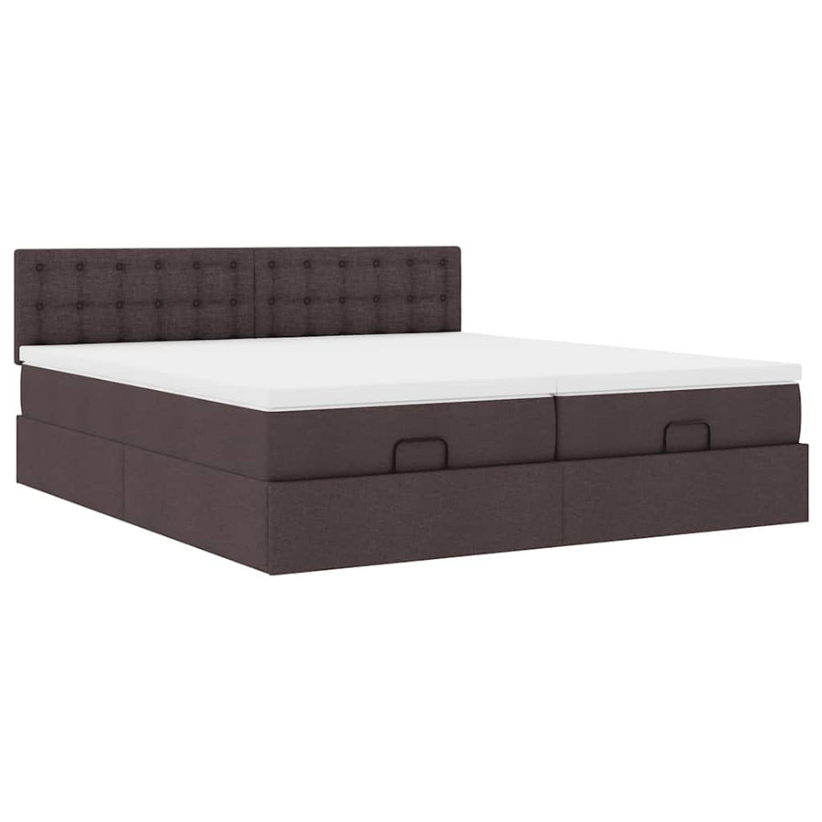 Ottoman bed met matrassen 180x200cm stof donkerbruin