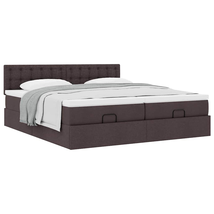 Ottoman bed met matrassen 180x200cm stof donkerbruin