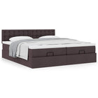 Ottoman bed with mattresses 180x200cm dark brown fabric