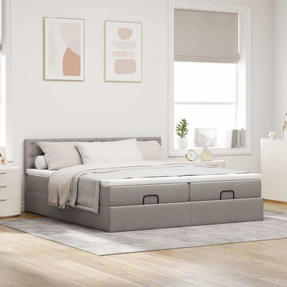 Ottoman bed met matrassen 180x200cm stof taupe