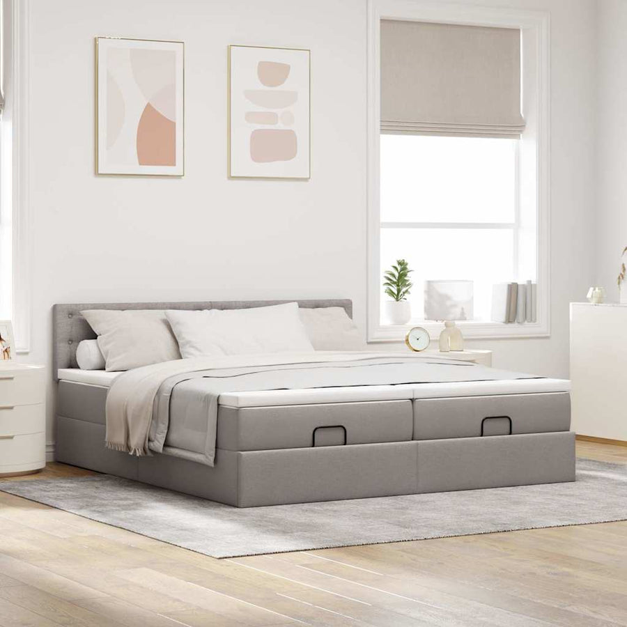 Ottoman bed met matrassen 180x200cm stof taupe