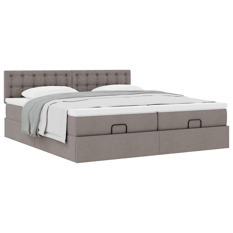 Ottoman bed met matrassen 180x200cm stof taupe