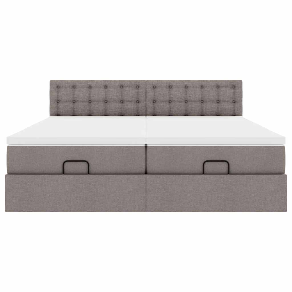 Ottoman bed met matrassen 180x200cm stof taupe