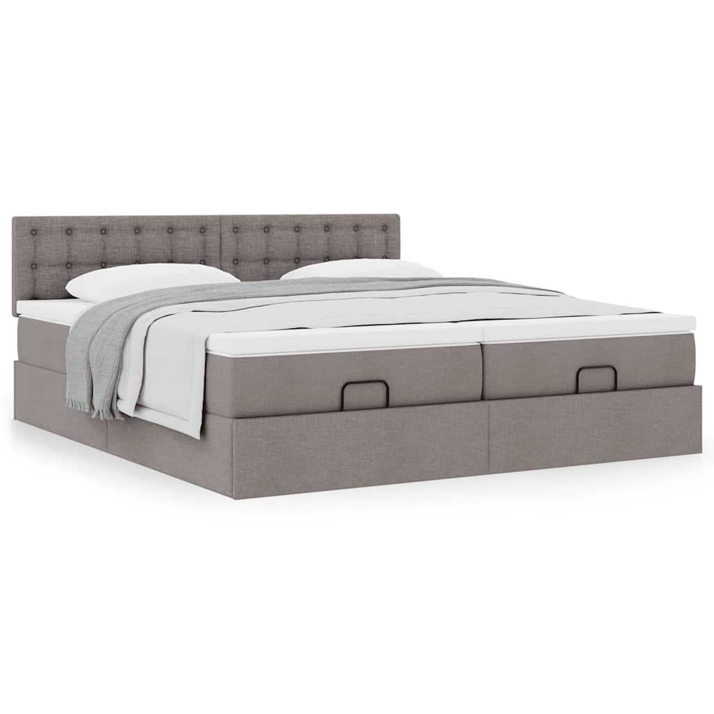 Ottoman bed met matrassen 180x200cm stof taupe