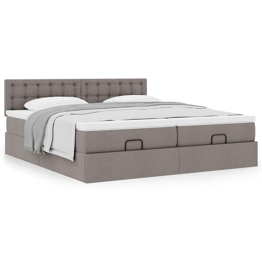 Ottoman bed met matrassen 180x200cm stof taupe
