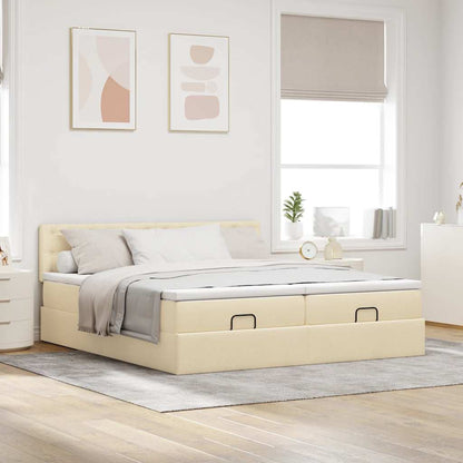 Ottoman bed met matrassen 180x200cm stof crèmekleurig