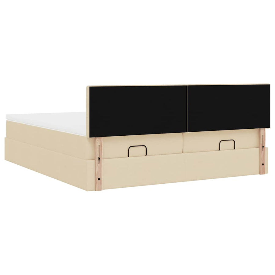 Ottoman bed met matrassen 180x200cm stof crèmekleurig