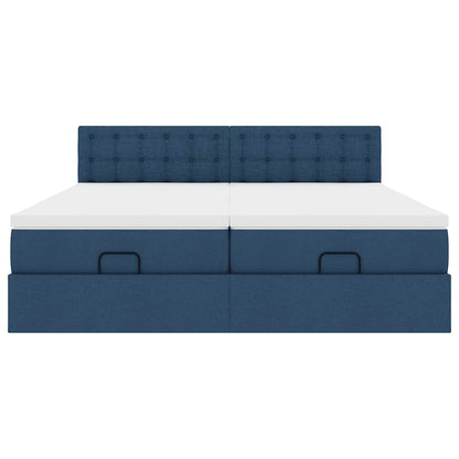Ottoman bed met matrassen 180x200cm stof blauw