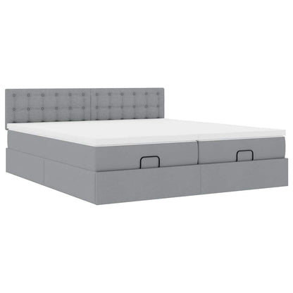 Ottoman bed met matrassen 200x200cm stof lichtgrijs