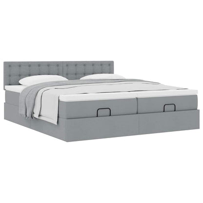 Ottoman bed met matrassen 200x200cm stof lichtgrijs