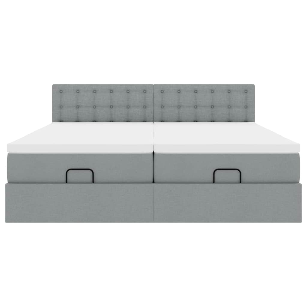 Ottoman bed met matrassen 200x200cm stof lichtgrijs