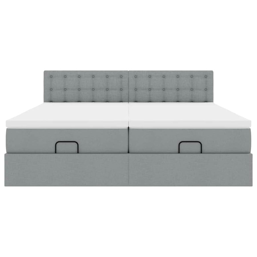 Ottoman bed met matrassen 200x200cm stof lichtgrijs