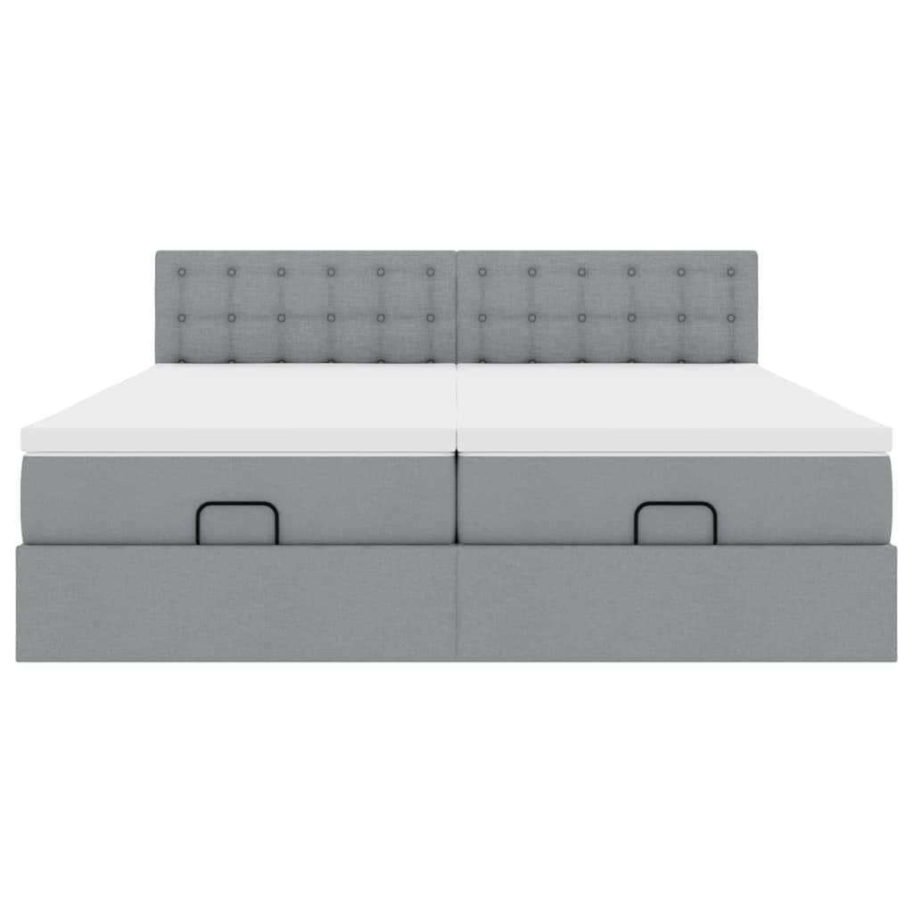 Ottoman bed met matrassen 200x200cm stof lichtgrijs