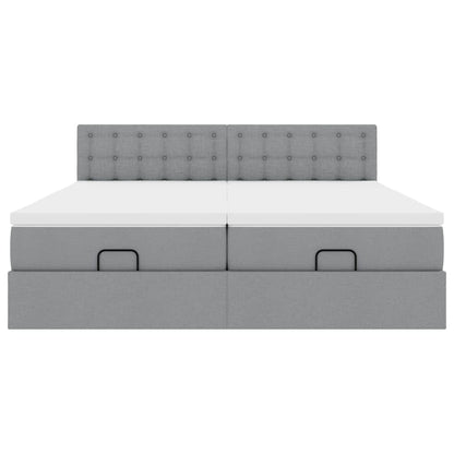 Ottoman bed met matrassen 200x200cm stof lichtgrijs