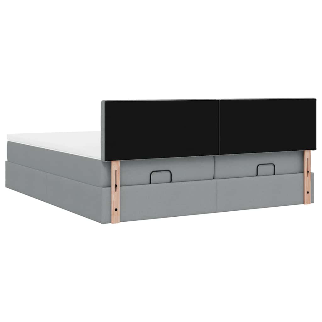 Ottoman bed met matrassen 200x200cm stof lichtgrijs