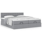 Ottoman bed with mattresses 200x200cm light grey fabric