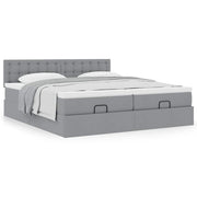 Ottomaans bed met matrassen 200x200 cm lichtgrijs stof