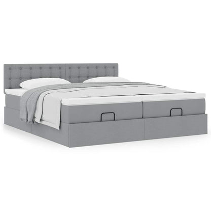 Ottoman bed met matrassen 200x200cm stof lichtgrijs
