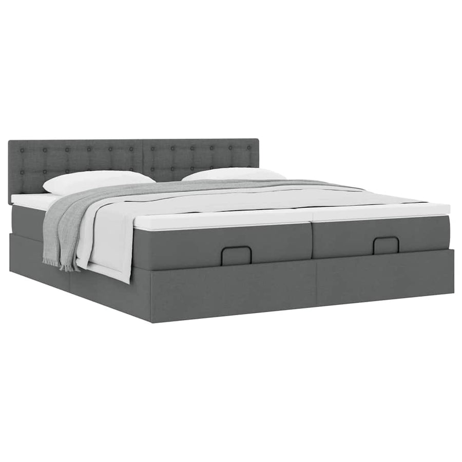 Ottoman bed met matrassen 200x200cm stof donkergrijs