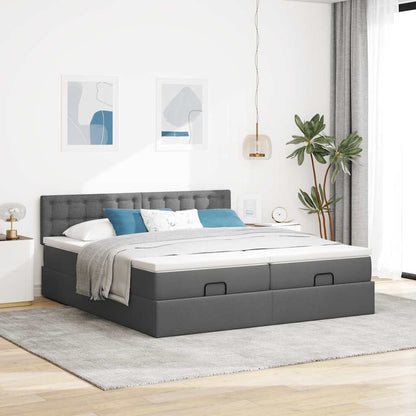 Ottoman bed met matrassen 200x200cm stof donkergrijs