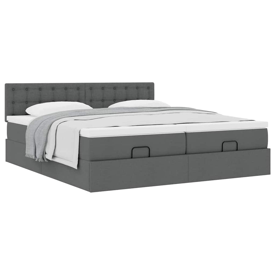 Ottoman bed met matrassen 200x200cm stof donkergrijs