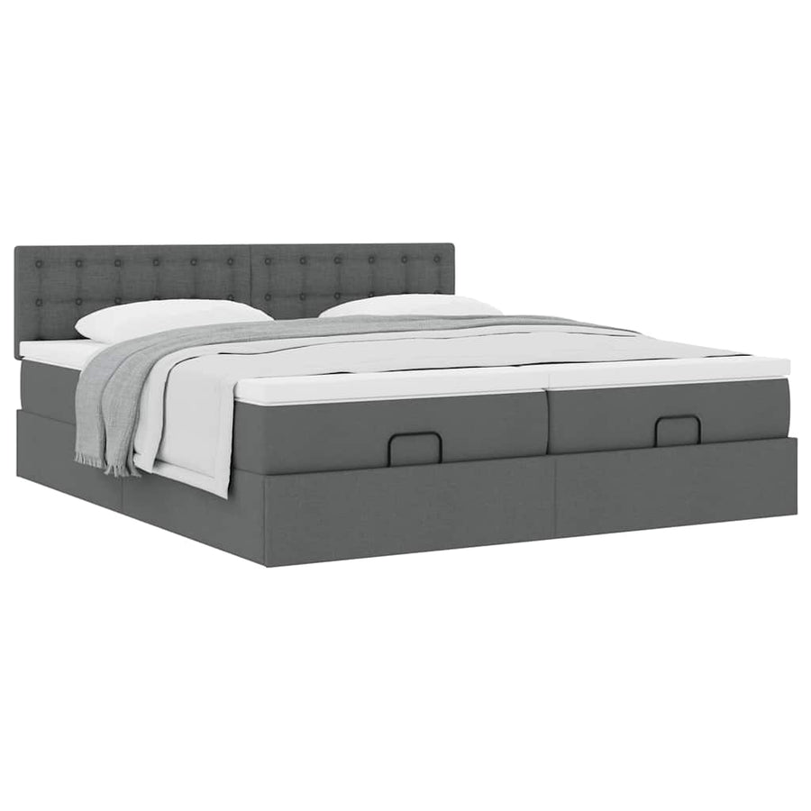 Ottoman bed met matrassen 200x200cm stof donkergrijs