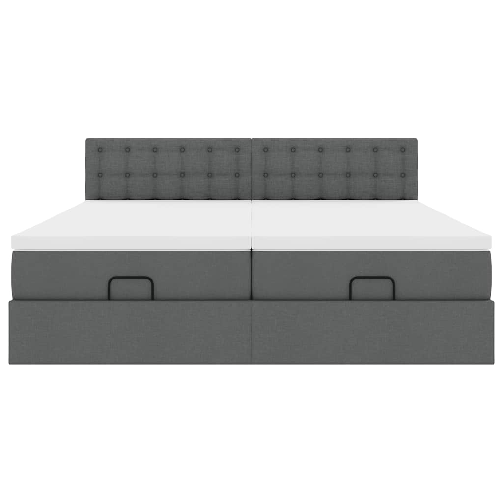 Ottoman bed met matrassen 200x200cm stof donkergrijs