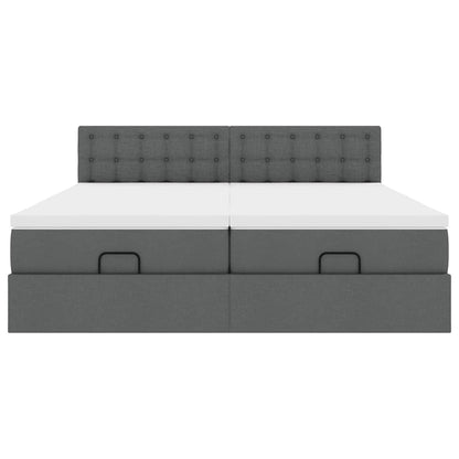 Ottoman bed met matrassen 200x200cm stof donkergrijs