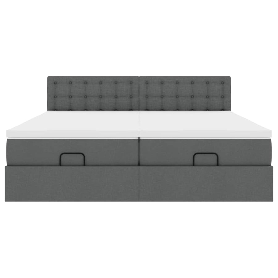 Ottoman bed met matrassen 200x200cm stof donkergrijs