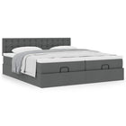 Ottoman bed with mattresses 200x200cm dark grey fabric