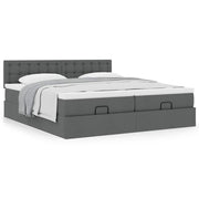 Ottomaans bed 200x200 cm stof donkergrijs met matrassen