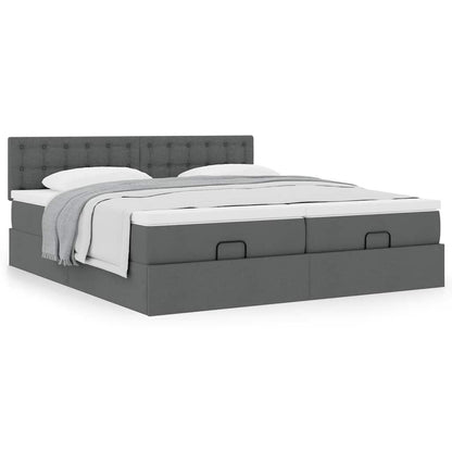 Ottoman bed met matrassen 200x200cm stof donkergrijs