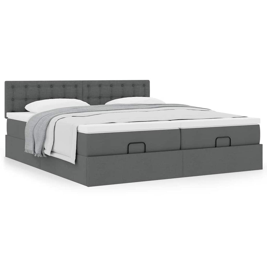 Ottoman bed met matrassen 200x200cm stof donkergrijs