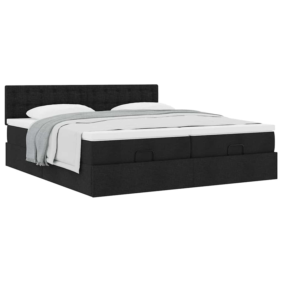 Ottoman bed met matrassen 200x200cm stof zwart