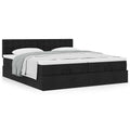 Ottoman bed met matrassen 200x200cm stof zwart
