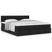Ottoman bed 200x200 cm stof zwart met opbergruimte