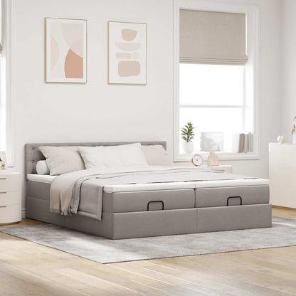 Ottoman bed met matrassen 200x200cm stof taupe