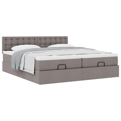 Ottoman bed met matrassen 200x200cm stof taupe