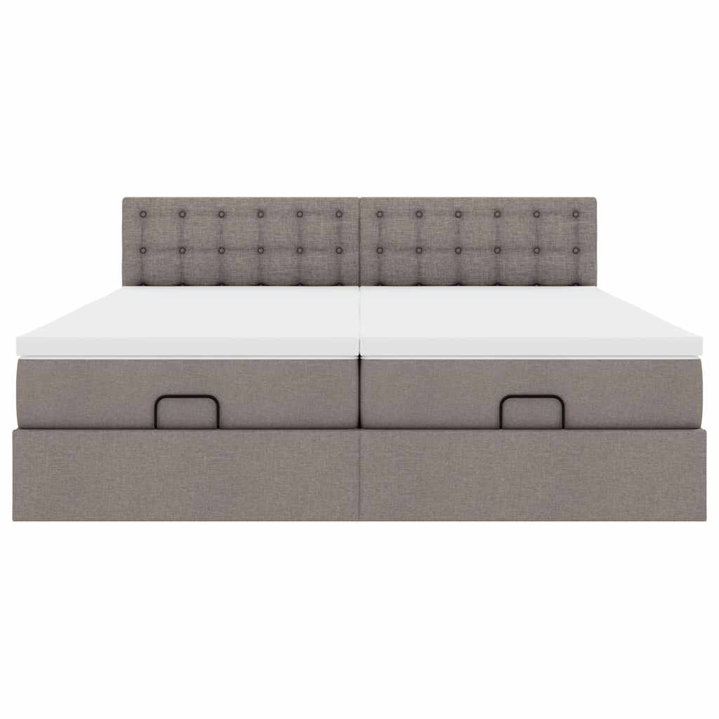 Ottoman bed met matrassen 200x200cm stof taupe