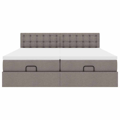 Ottoman bed met matrassen 200x200cm stof taupe