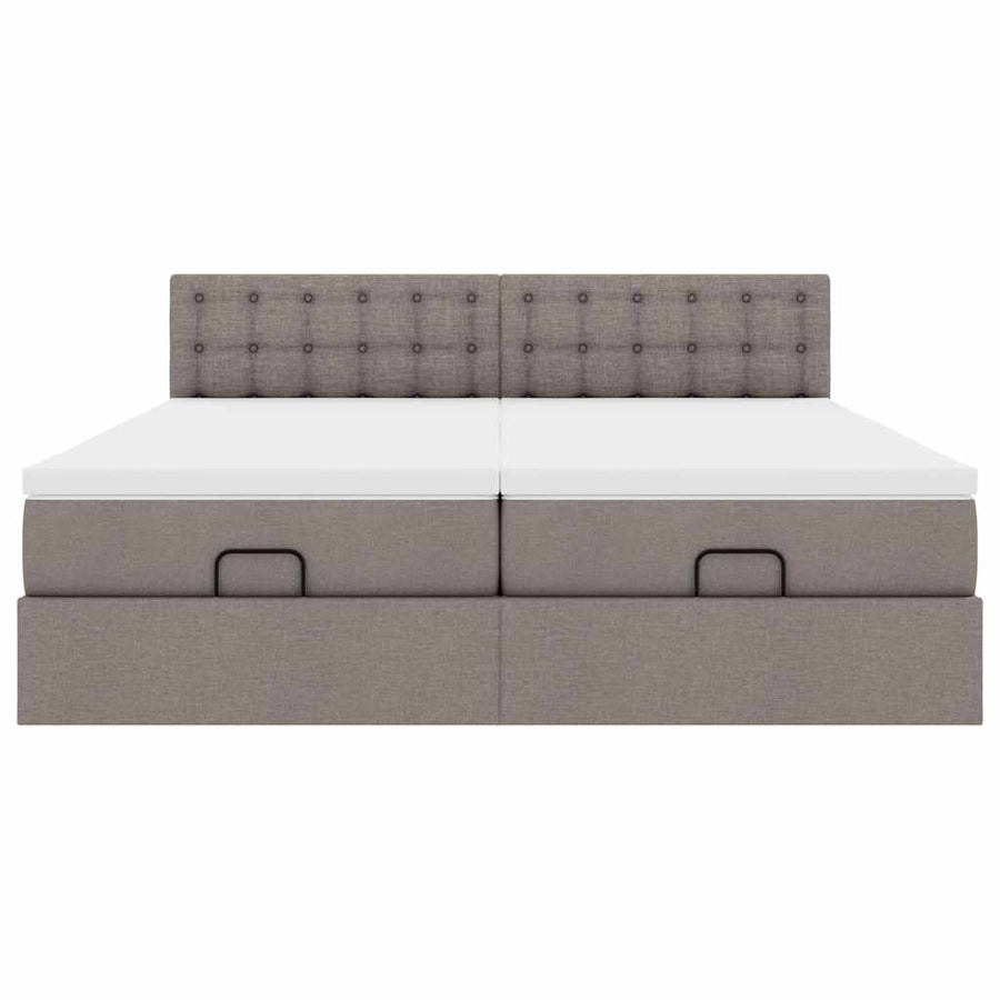 Ottoman bed met matrassen 200x200cm stof taupe