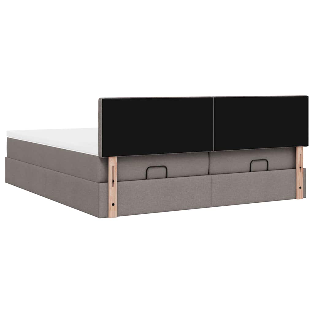 Ottoman bed met matrassen 200x200cm stof taupe